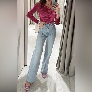 Zara Light Blue Straight Jeans